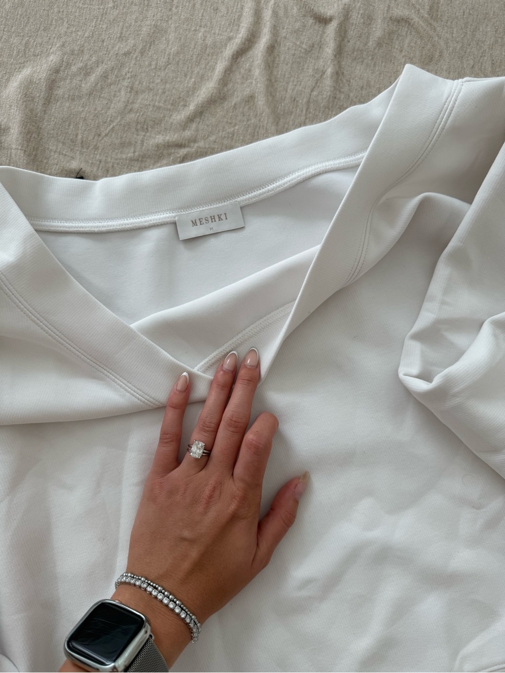 Meshki White one shoulder sweatshirt